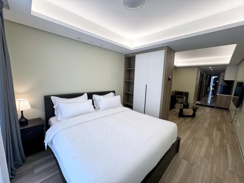 Bed, TV and multimedia, Kitchen or kitchenette, Living room, Photo of the whole room, Seating area, Bedroom, wardrobe