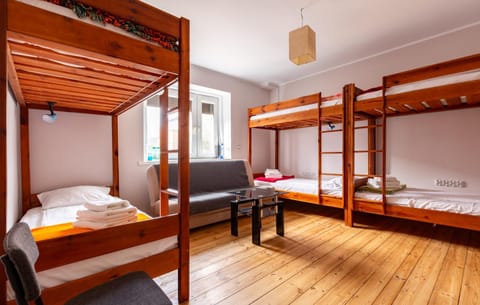 Bed, Photo of the whole room, Bedroom, bunk bed, towels, wardrobe