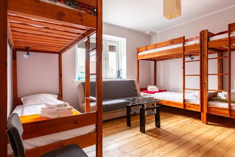 Bed, Living room, Photo of the whole room, Seating area, Bedroom, bunk bed, towels, wardrobe