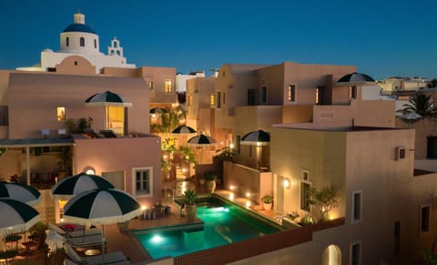 Property building, Night, Pool view, Swimming pool