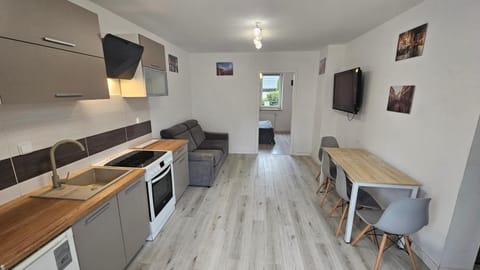 TV and multimedia, Kitchen or kitchenette, Living room, Dining area, stove