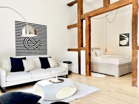 Bed, Living room, Photo of the whole room, Seating area, Bedroom