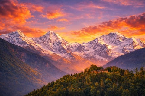 Natural landscape, Mountain view, Sunset