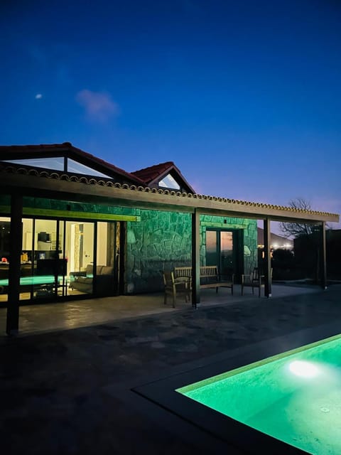 Property building, Night, Swimming pool