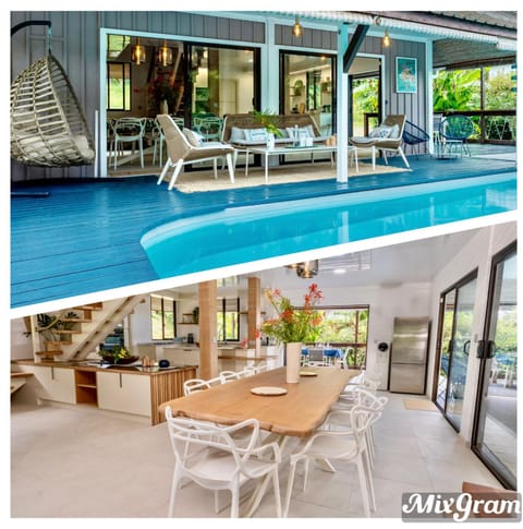 Patio, Living room, Seating area, Swimming pool