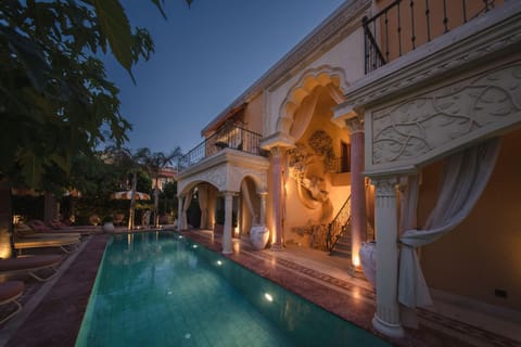 Property building, Night, Pool view, Swimming pool