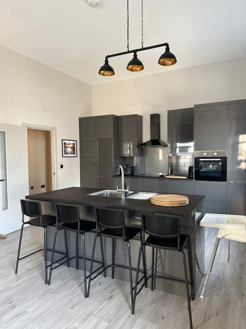 Kitchen or kitchenette, oven, stove, toaster