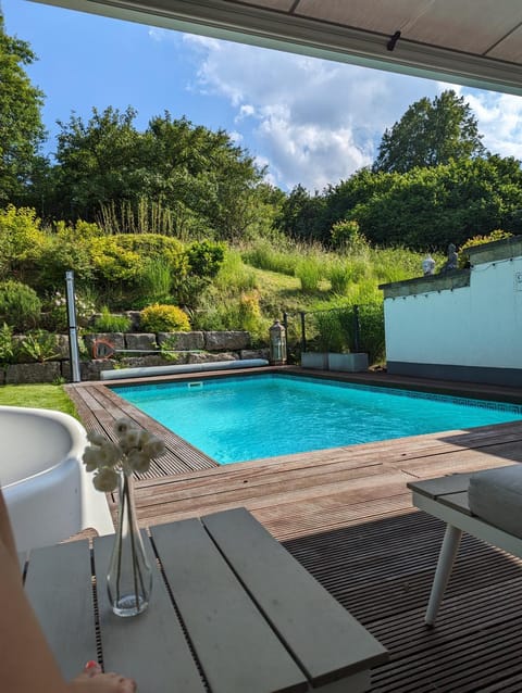 Natural landscape, Garden, Garden view, Pool view, Swimming pool