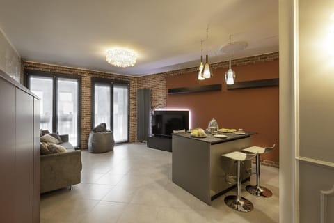 Kitchen or kitchenette, Living room, Dining area, stove