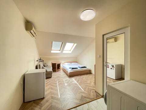 Bed, Kitchen or kitchenette, Living room, Photo of the whole room, Seating area, Bedroom, air conditioner