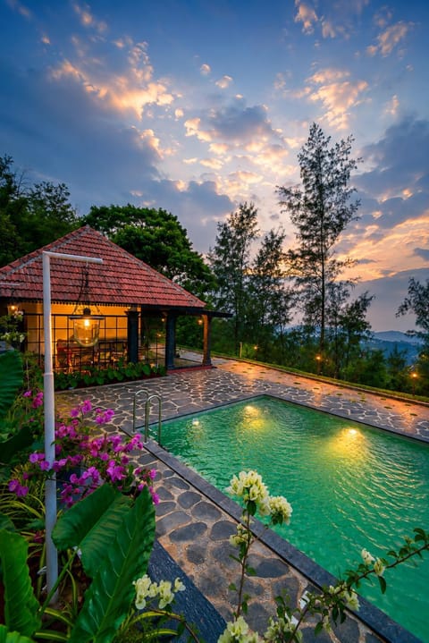 Pool view, Swimming pool, Sunset