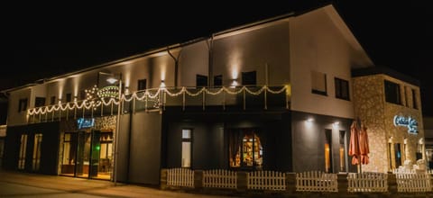 Property building, Night, Winter