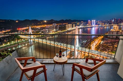 Property building, Night, Natural landscape, Bird's eye view, Balcony/Terrace, Balcony/Terrace