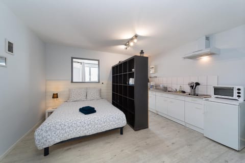 Bed, Coffee/tea facilities, Kitchen or kitchenette, Photo of the whole room, Bedroom, kitchen