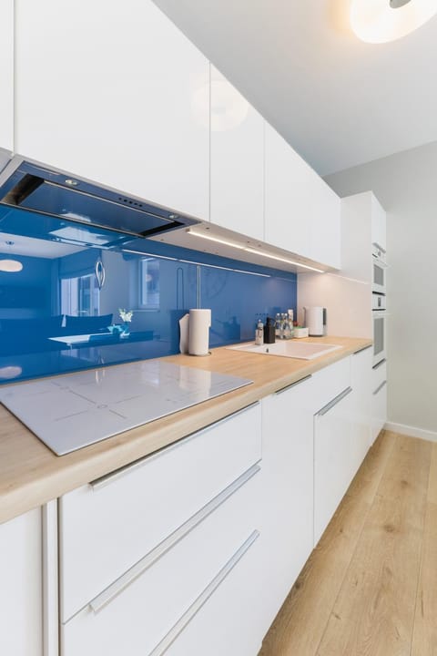 Kitchen or kitchenette, dishwasher, stove