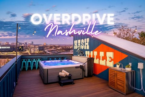 Rooftop Deck Hot Tub & Game Room in Nashville House in Berry Hill