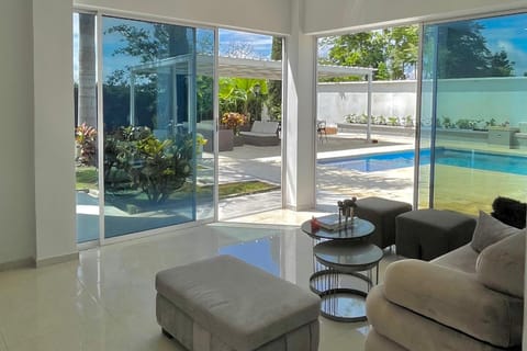 Living room, Pool view