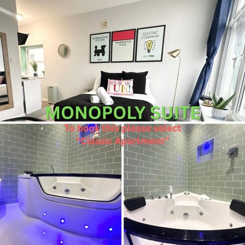 The Board Games Apartments - Brought to you by Coastline Retreats - Themed town centre apartments ALL WITH LUXURY 2 PERSON JACUZZI BATHS - 5 mins walk to the beach, Netflix, Superfast Wifi Apartment in Bournemouth