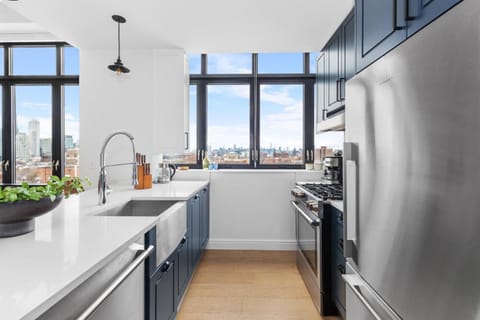 Kitchen or kitchenette, dishwasher, oven, stove