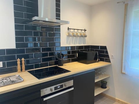 Kitchen or kitchenette, stove