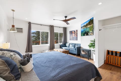 Bed, TV and multimedia, Living room, Seating area, Bedroom