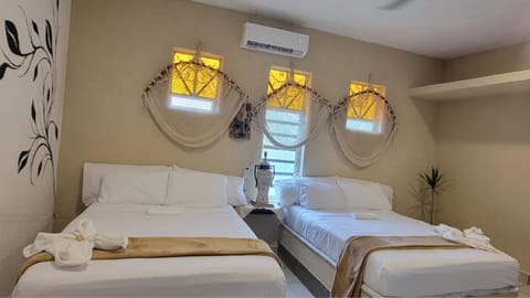 Bed, Photo of the whole room, Bedroom, towels, air conditioner