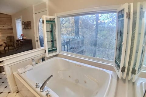 Ozark Spring Cabin Rock Bluff 03 King Bed Spa Tub Cabin in Carroll County