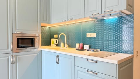 Kitchen or kitchenette, stove