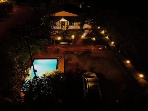 Property building, Night, Garden, Garden view