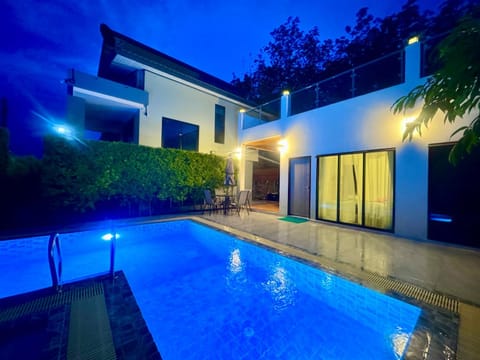 Property building, Night, Pool view, Swimming pool