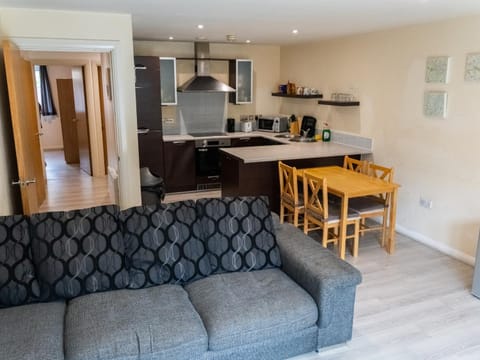 Kitchen or kitchenette, Living room, Seating area, Dining area, stove