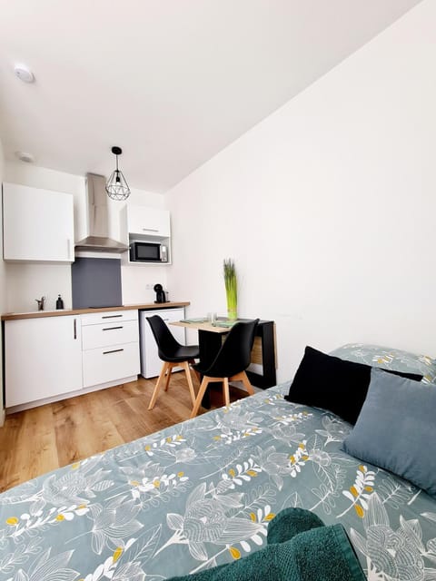 Bed, Kitchen or kitchenette, Photo of the whole room, Dining area, Bedroom, oven