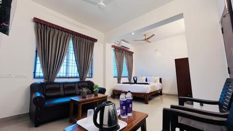 Bed, TV and multimedia, Living room, Photo of the whole room, Seating area, Dining area, Bedroom, air conditioner