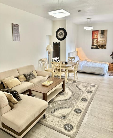 Bed, Living room, Seating area