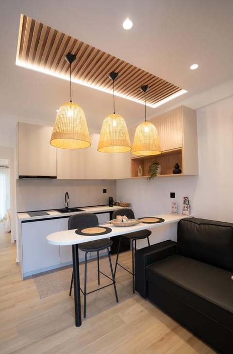 Kitchen or kitchenette, Living room, Seating area