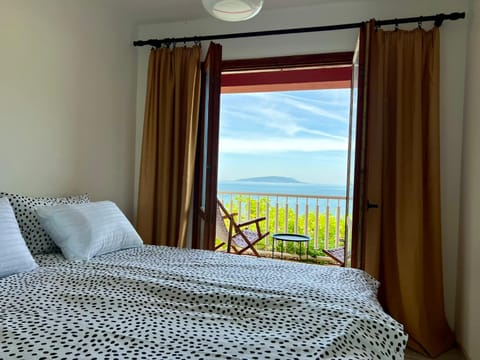 Bed, Natural landscape, View (from property/room), Balcony/Terrace, Photo of the whole room, Bedroom, Sea view