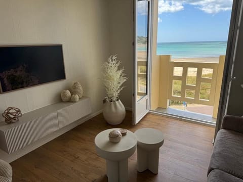 Natural landscape, TV and multimedia, View (from property/room), Balcony/Terrace, Living room, Seating area, Beach, Sea view
