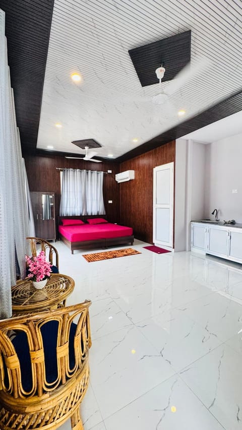Bed, Kitchen or kitchenette, Living room, Photo of the whole room, Seating area, Bedroom, wardrobe, air conditioner