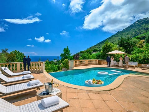 Patio, Natural landscape, Mountain view, Pool view, Sea view, Swimming pool, sunbed
