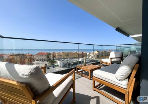 View (from property/room), Balcony/Terrace, Seating area, Sea view