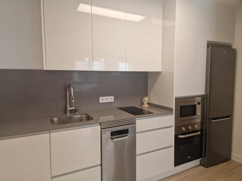 Kitchen or kitchenette, dishwasher, oven, stove