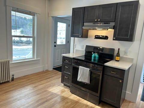 Kitchen or kitchenette, oven, stove