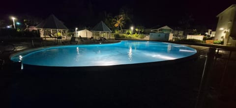 Night, Pool view, Swimming pool