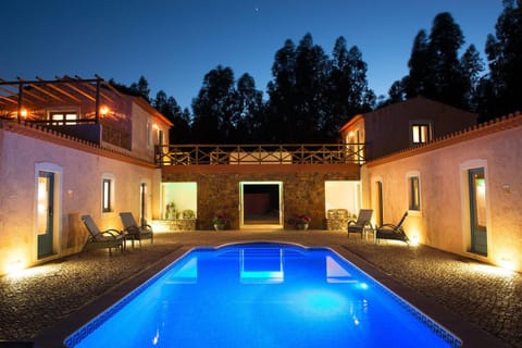 Property building, Night, Swimming pool