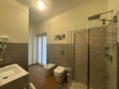 Shower, Toilet, Bathroom, bidet, hair dryier, towels