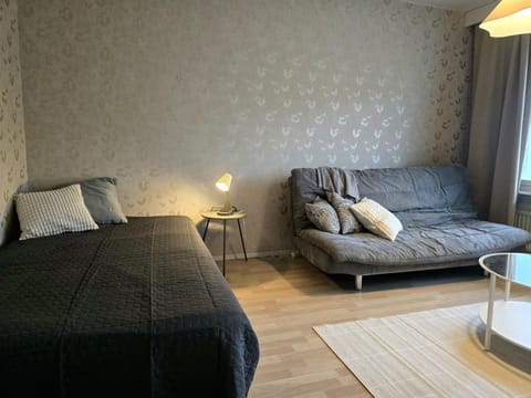 Bed, Living room, Seating area