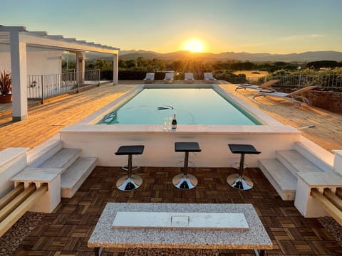 Patio, Swimming pool, Sunset