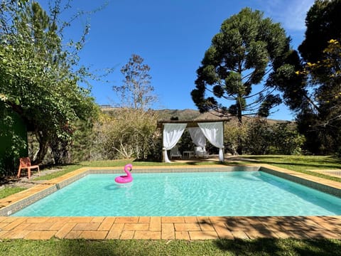 Natural landscape, Garden, Garden view, Pool view, Swimming pool, sunbed