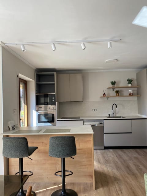 Kitchen or kitchenette, dishwasher, stove