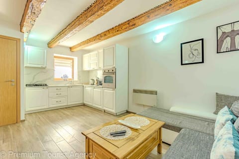 Kitchen or kitchenette, Living room, Seating area, oven, stove